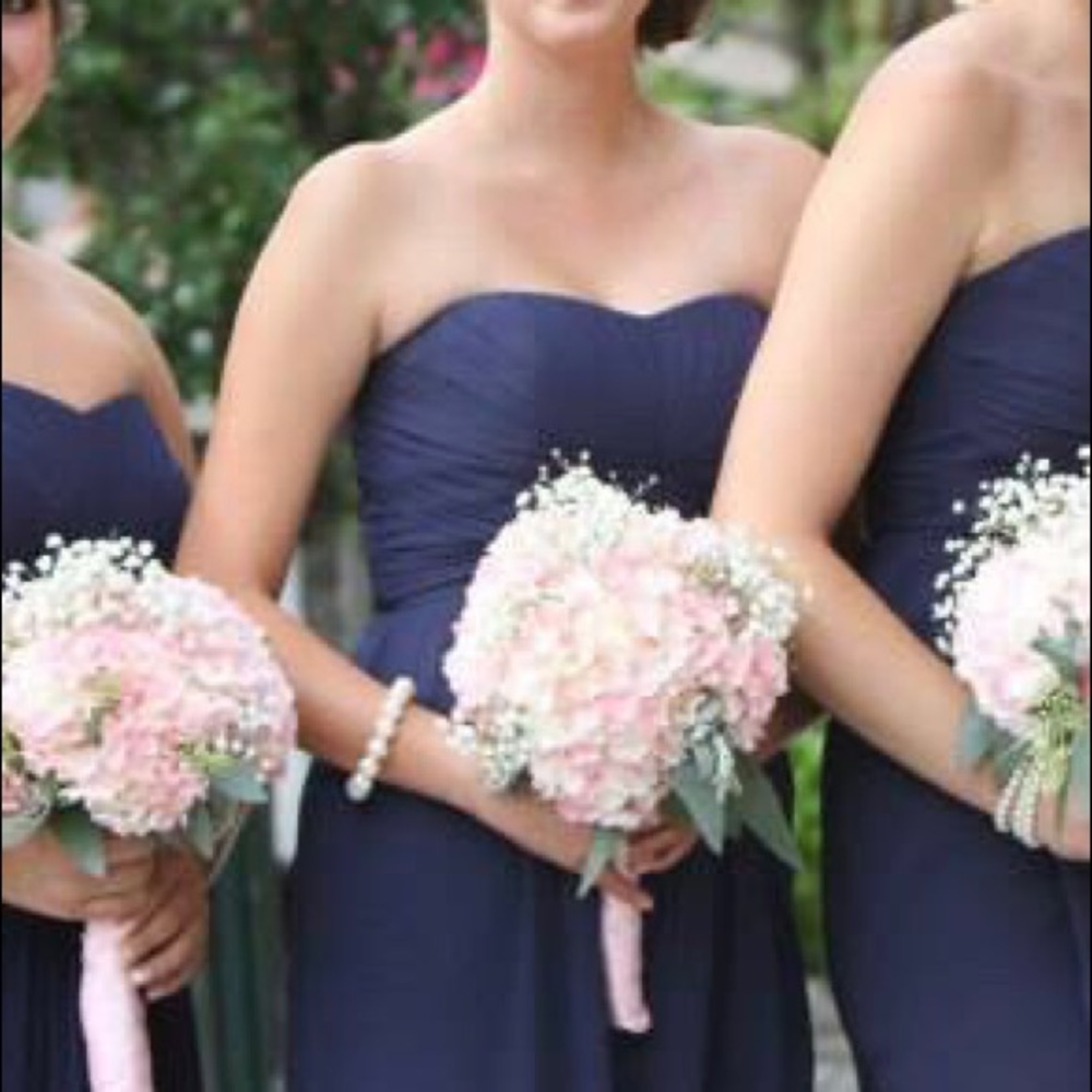 Navy Chiffon Floor Length Dress - Picture 3 of 3